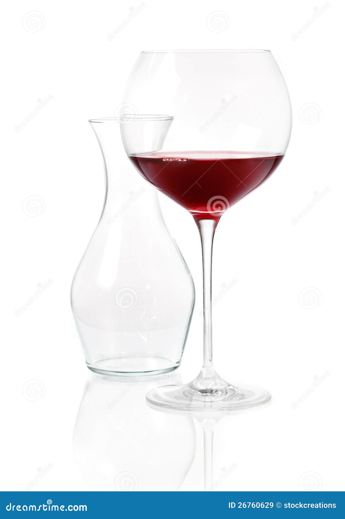 Glass of Red Wine with Carafe Stock Image Image of serving, isolate