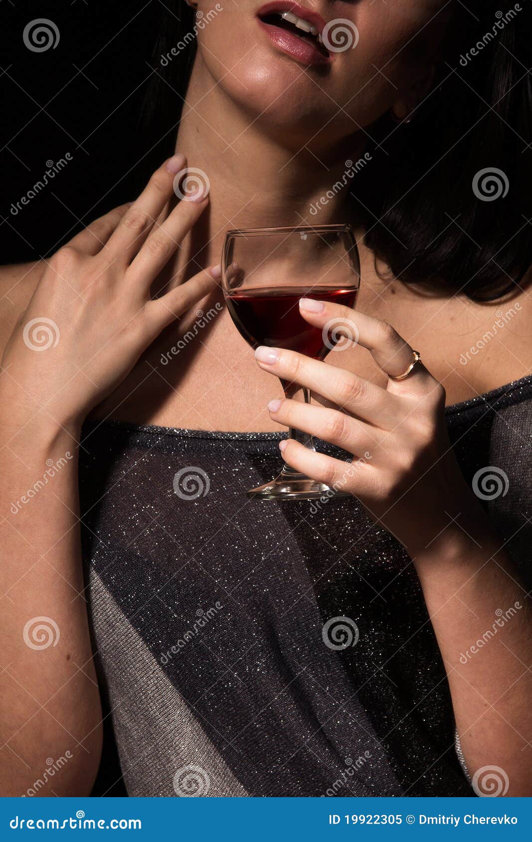 Glass with a Red Wine in a Female Hand Stock Image Image of glass