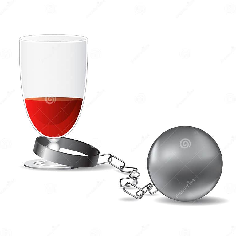 Glass of Red Wine with Shackles Stock Vector Illustration of shackles