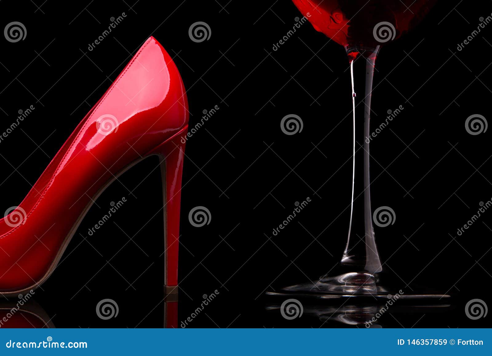 A Glass of Red Wine and Women`s Shoes with Heels Stock Image - Image of ...