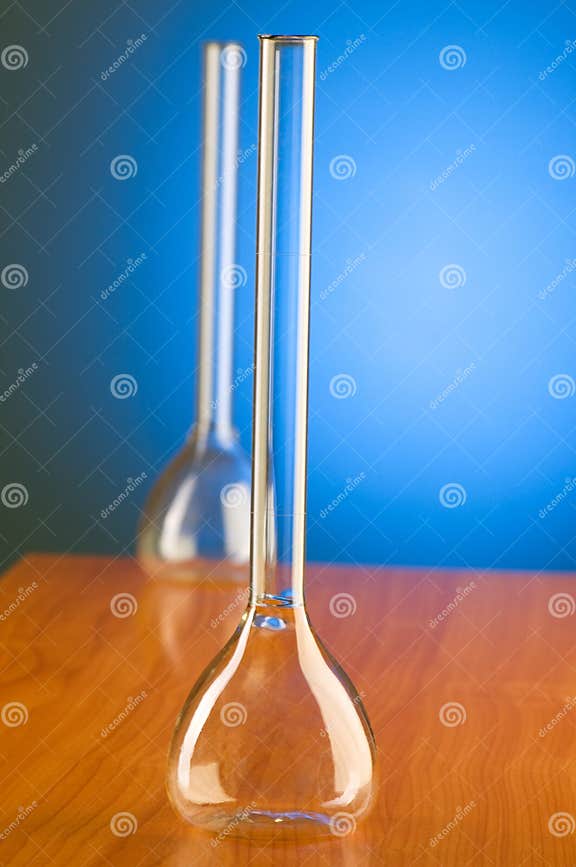Glass Retorts Against Blue Gradient Stock Image Image of bottles, pharmacy 13107533