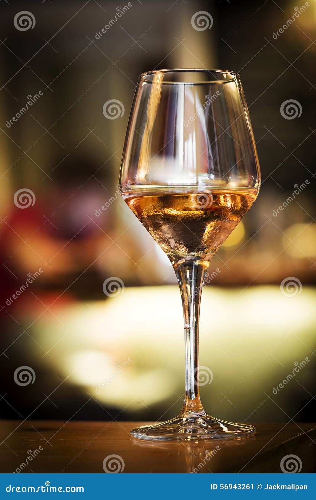 Glass of Rose Wine on Bar Counter Stock Image Image of france, table