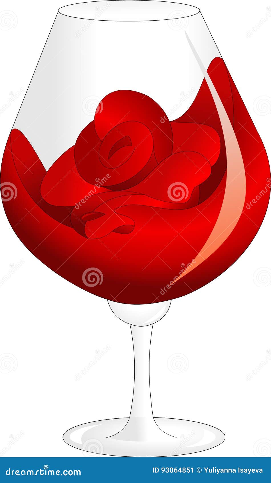 Glass with a rose stock vector. Illustration of liquor 93064851