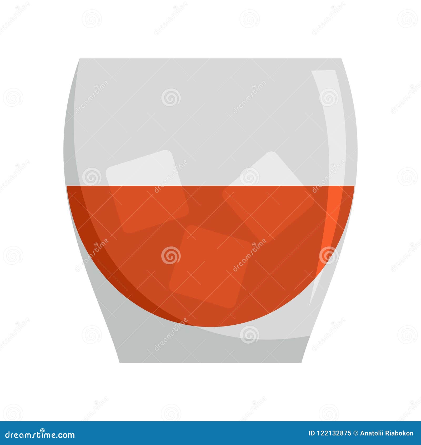 Glass of Rum Icon, Flat Style Stock Vector Illustration of clear
