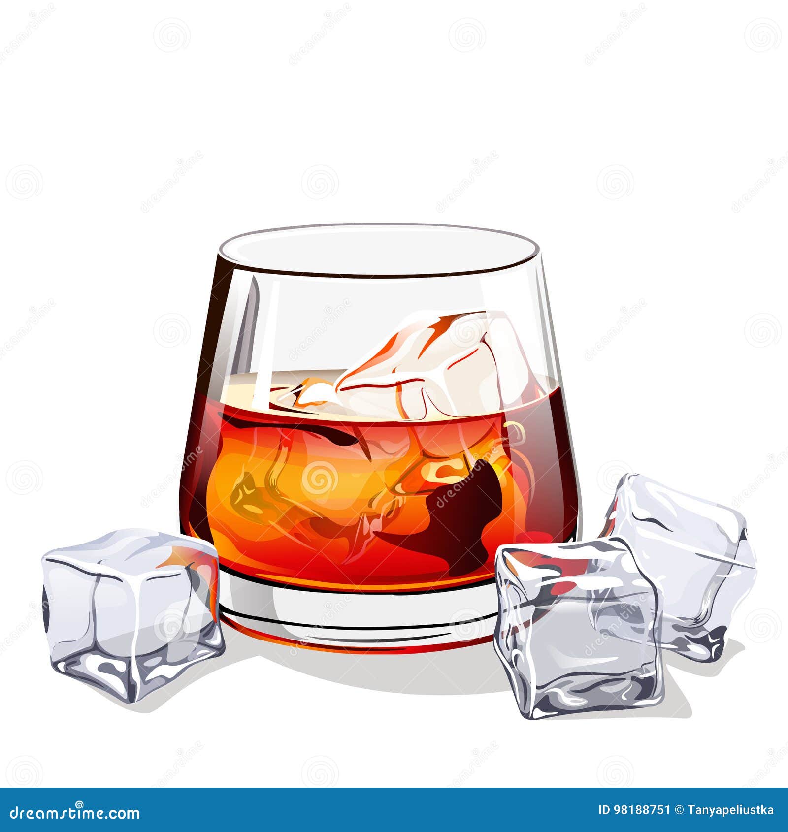 Glass of scotch stock vector. Illustration of cold, isolated 98188751
