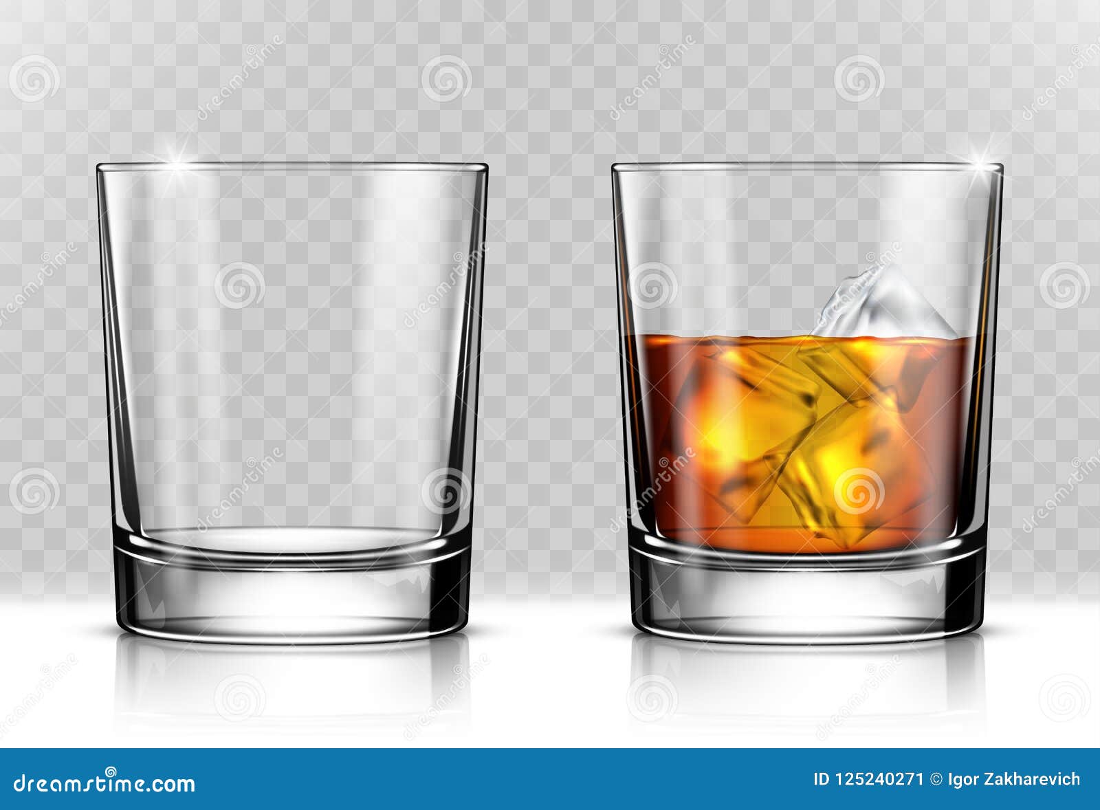 glass of scotch whiskey and ice