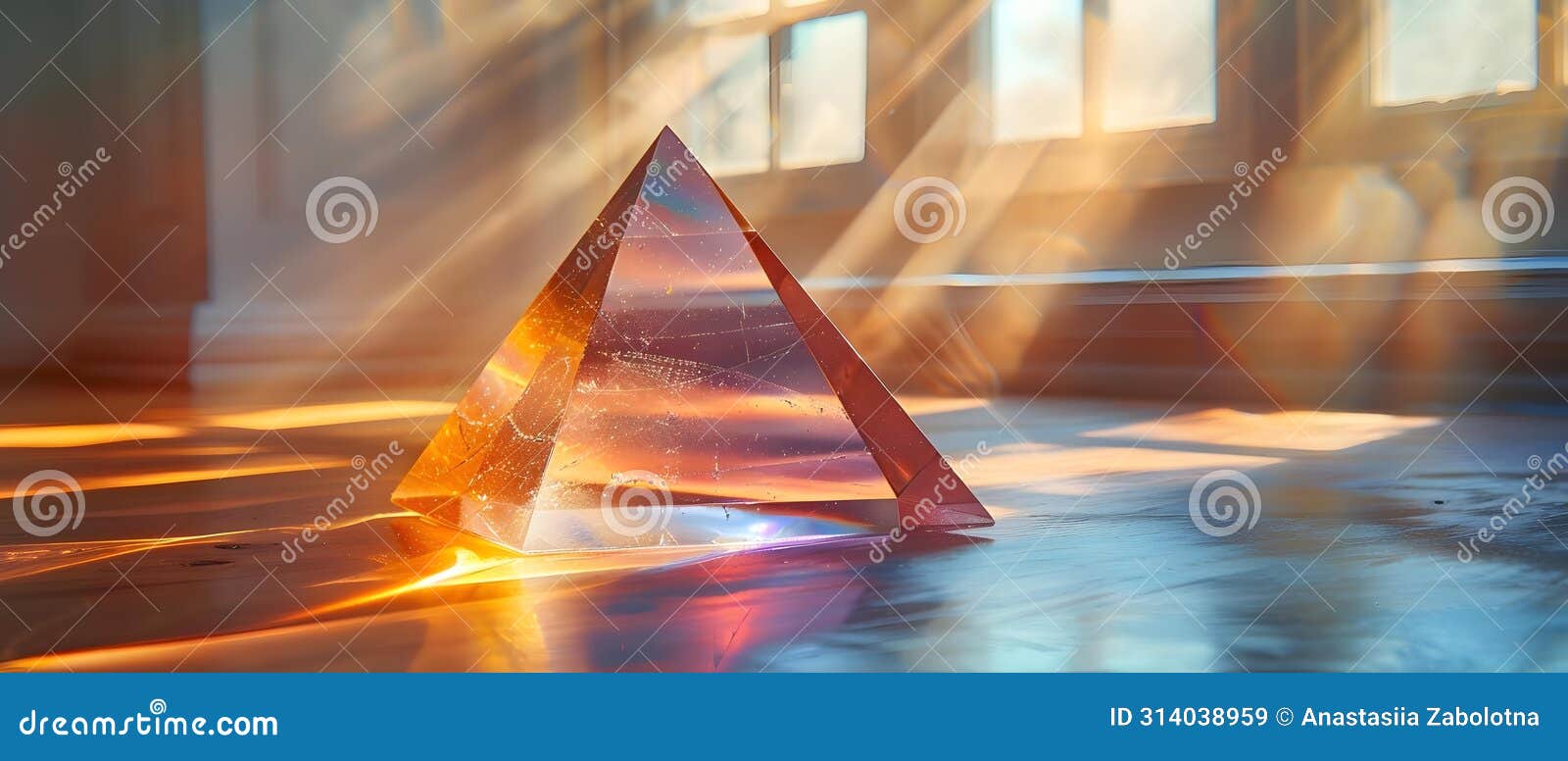 glass s refract light creating a colorful spectrum reflection on geometric objects. concept