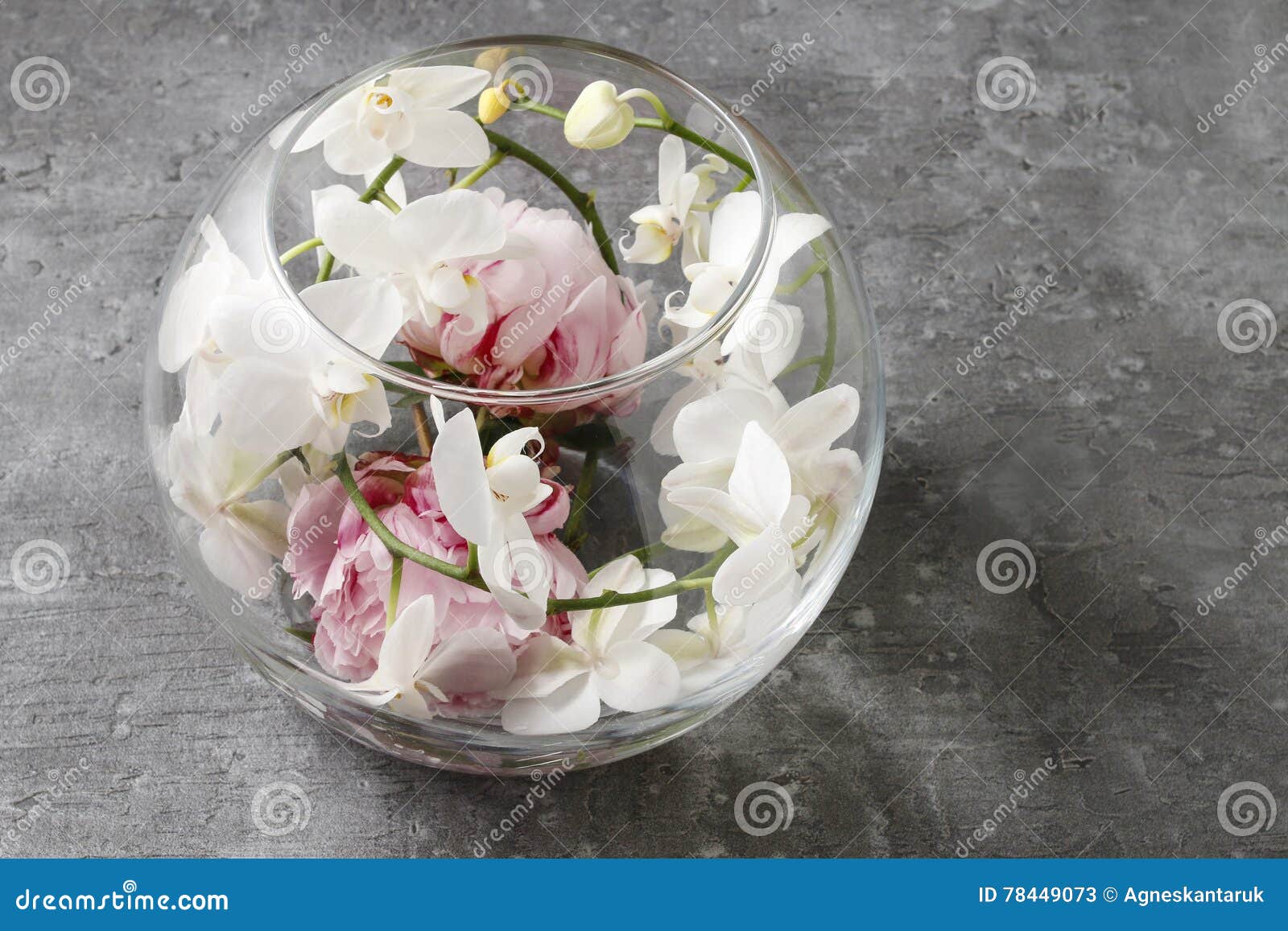 Glass Sphere with Floral Arrangement Inside Stock Image - Image of gift ...