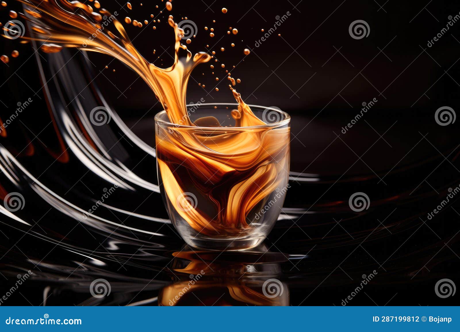 glass of splashing cafee. ai generated