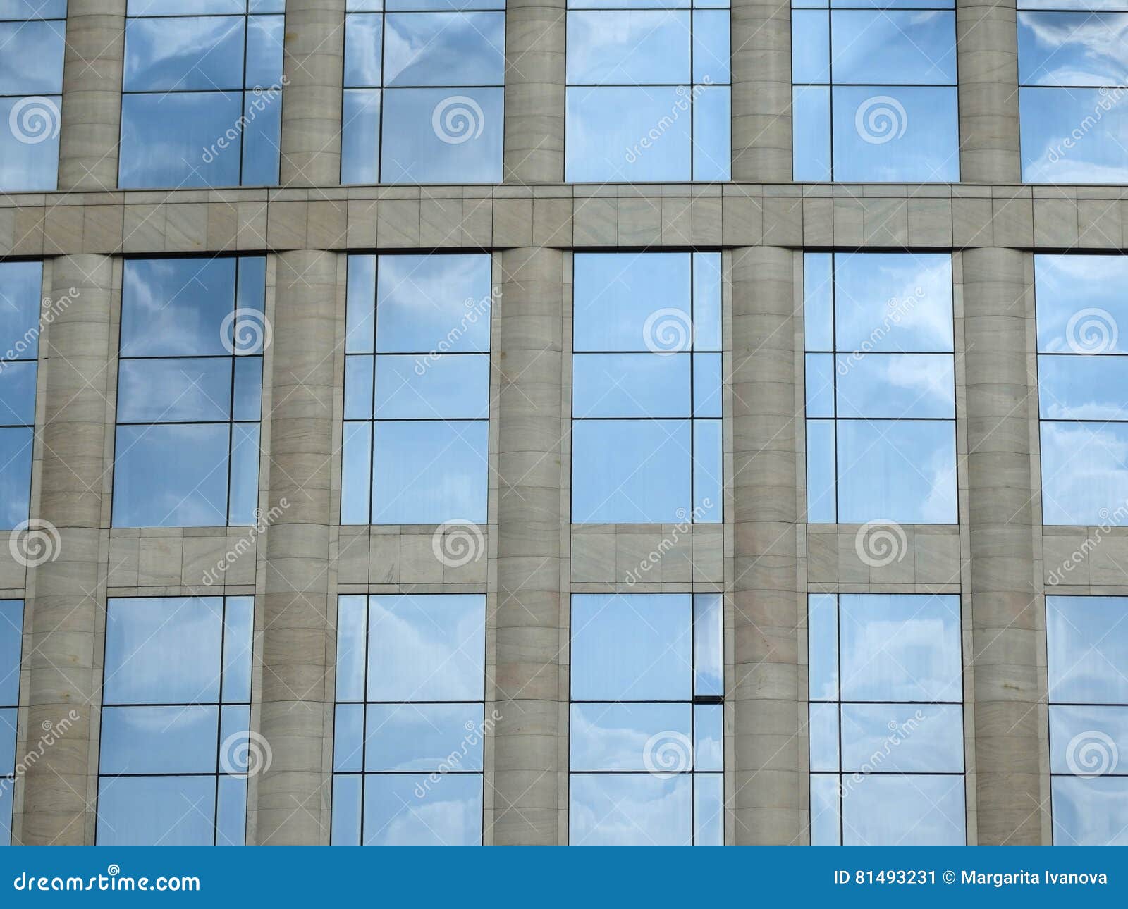 Glass and Stone Building Facade Stock Image Image of windows, glass