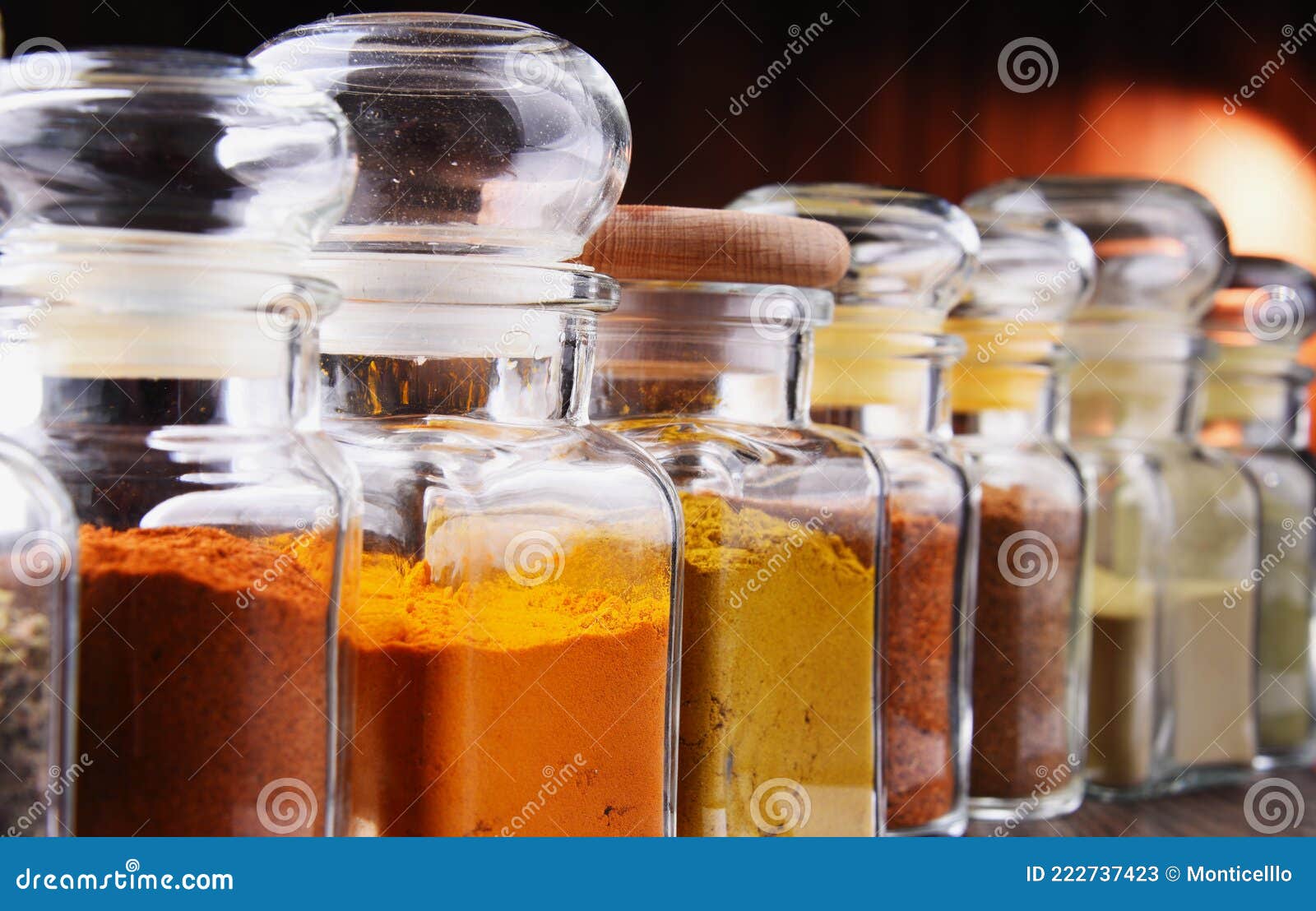 Glass Storage Jars with Spices and Herbs Stock Image Image of spice