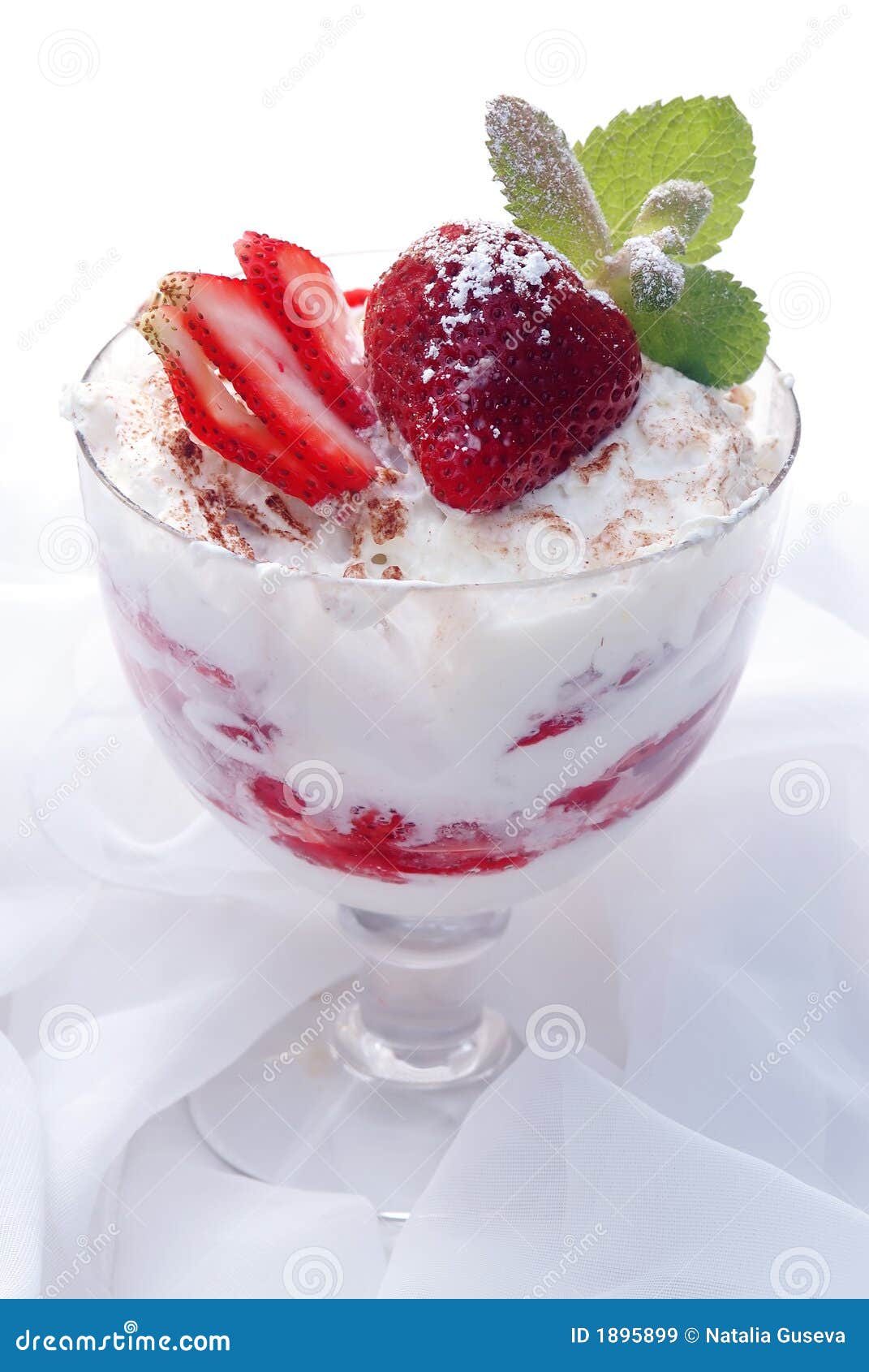 Glass with Strawberry Dessert Stock Image Image of delicate, mint
