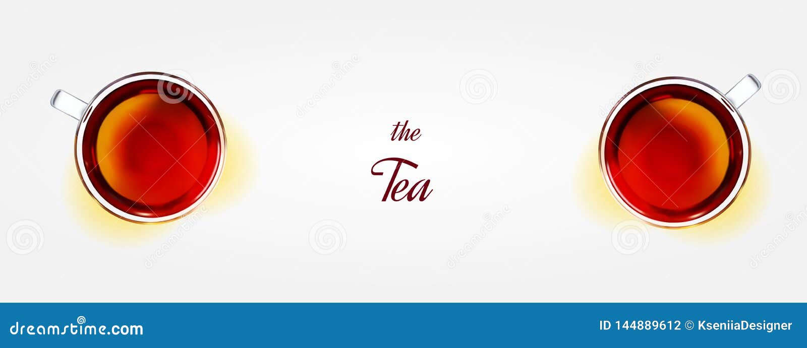 Glass Tea Cup with Black Tea. Top View Stock Vector Illustration of