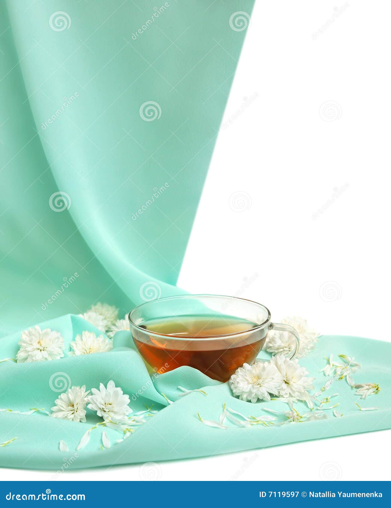 Glass tea cup and flowers stock image. Image of decoration 7119597