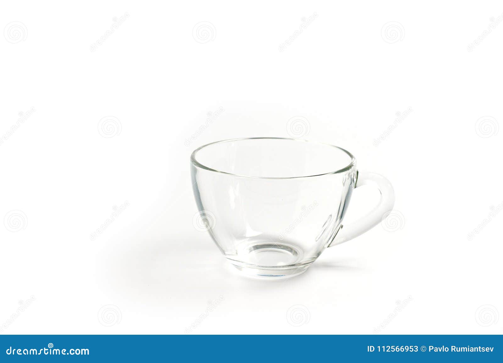 Glass Tea Cup with a Handle on a White Background Stock Image Image