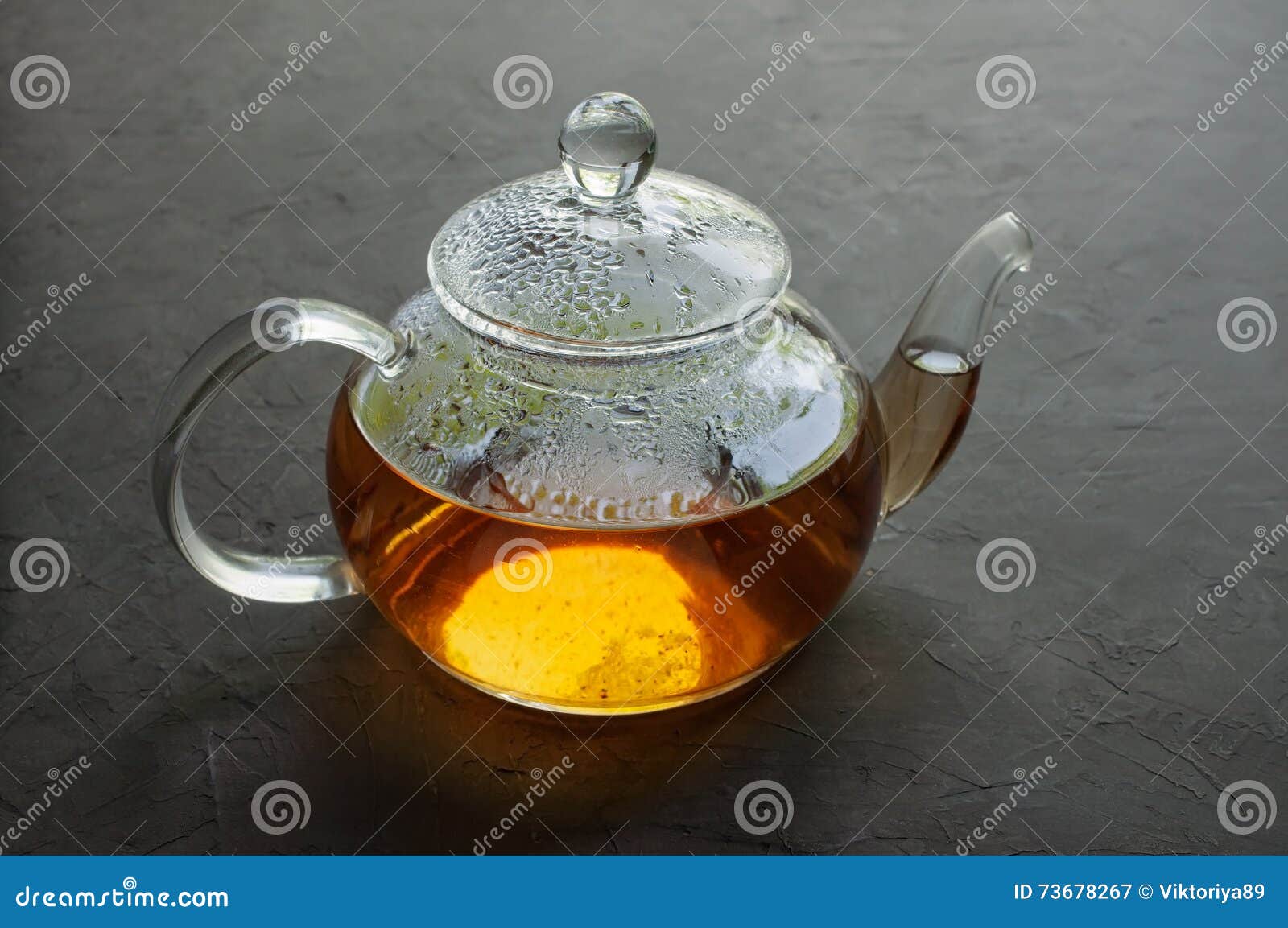 Glass teapot with hot tea stock image. Image of fragrant 73678267