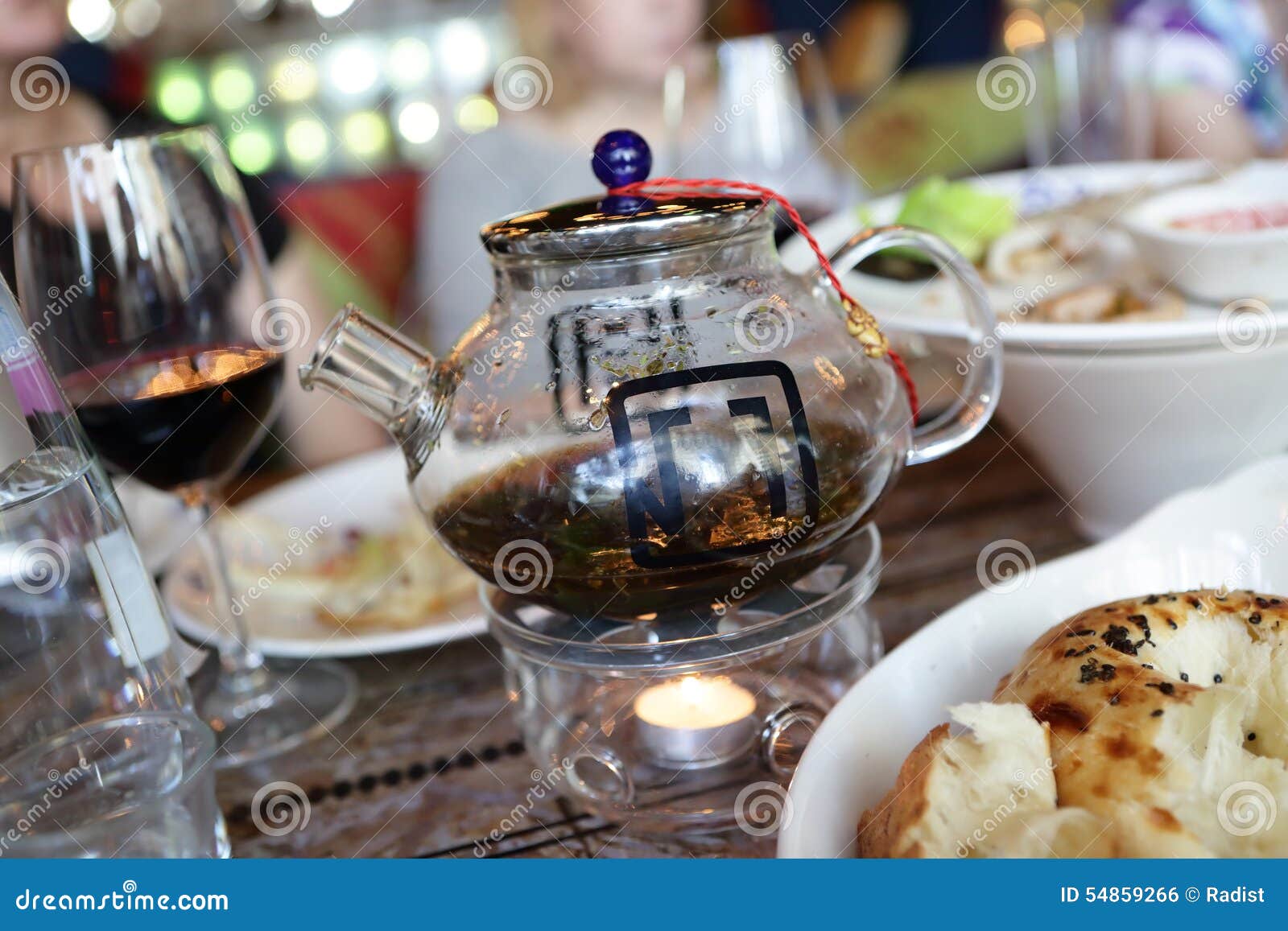 Glass Teapot in the Restaurant Stock Photo Image of lifestyle, black