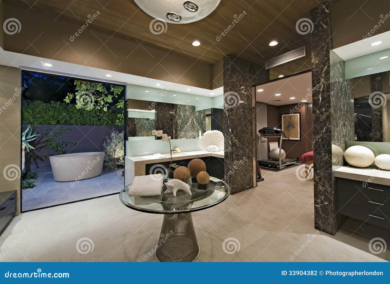 Glass Topped Table in Bathroom Stock Photo Image of light, luxury