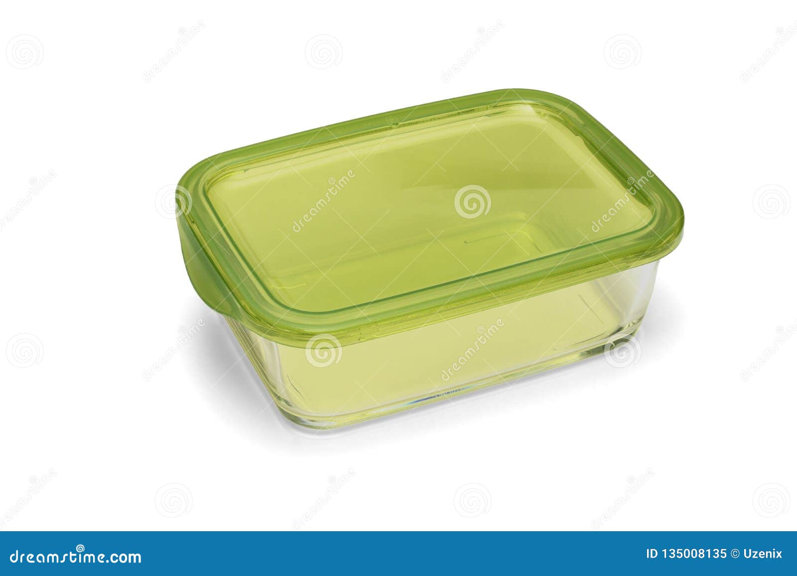 Glass Tray With A Plastic Cover For Food On A White