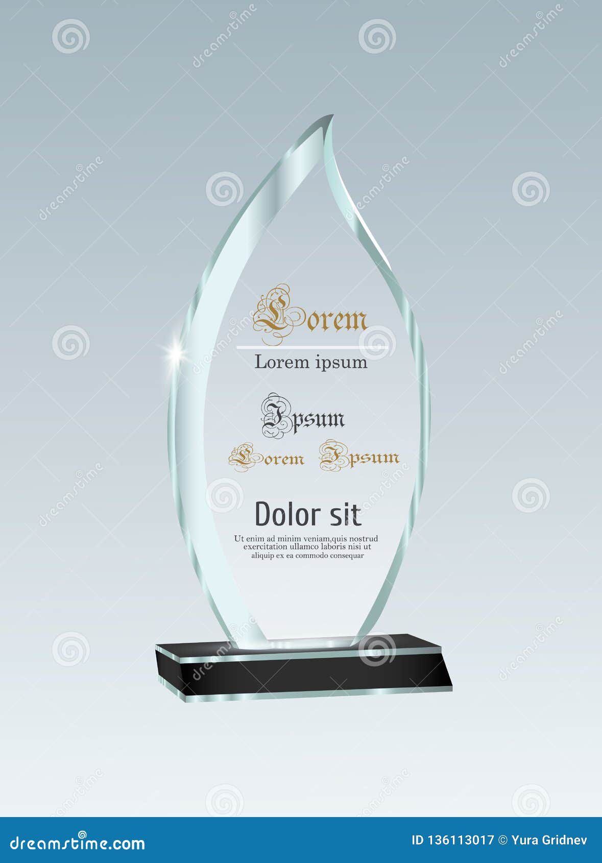 Glass Trophy Awards Template. Vector Prize Isolated on Transparent Background Stock Vector