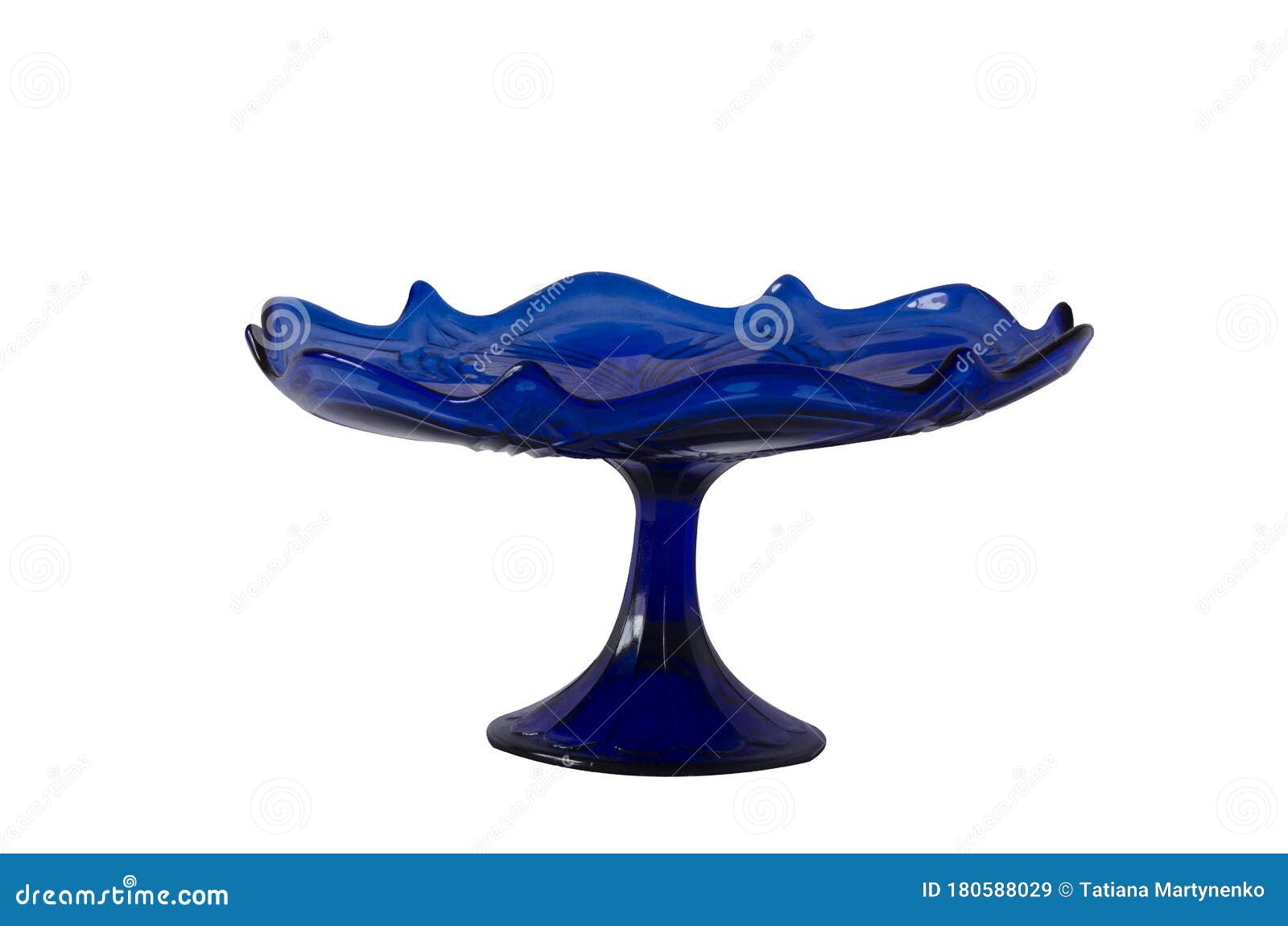Glass Vase Blue on a Long Leg Stock Image Image of isolated, fruit