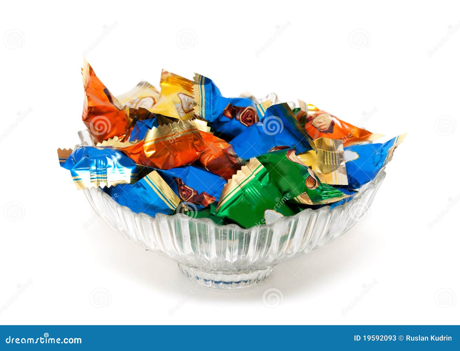 Glass Vase with Candy in Colorful Wrappers Stock Image Image of green