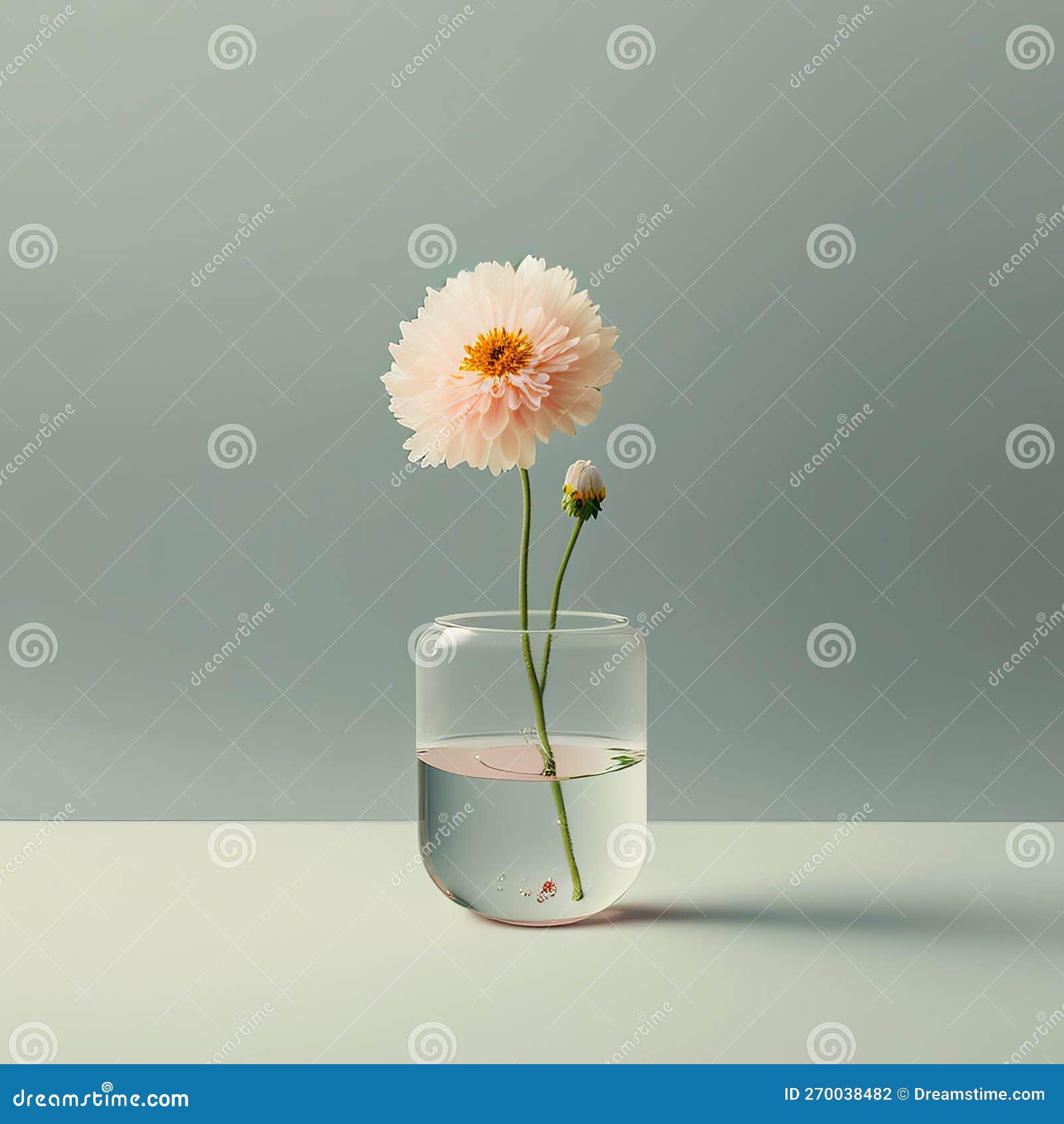 Glass Vase with Single Flower in it. Generative AI Stock Illustration
