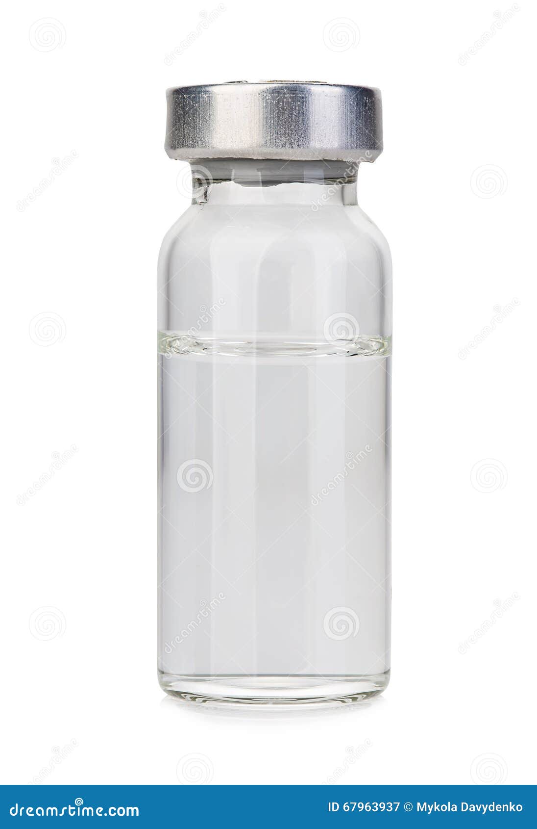 glass vial medical close-up  on a white background.