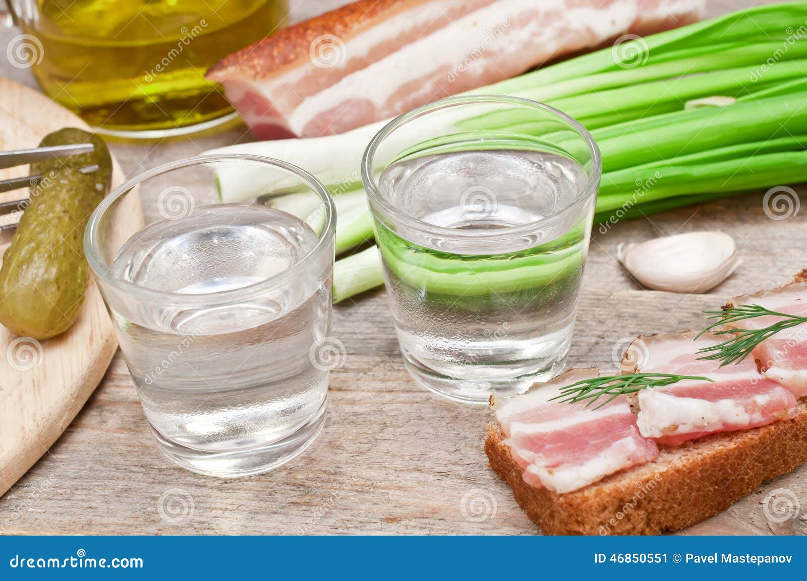 Glass of Vodka, Onions and Sandwich Stock Image Image of relax