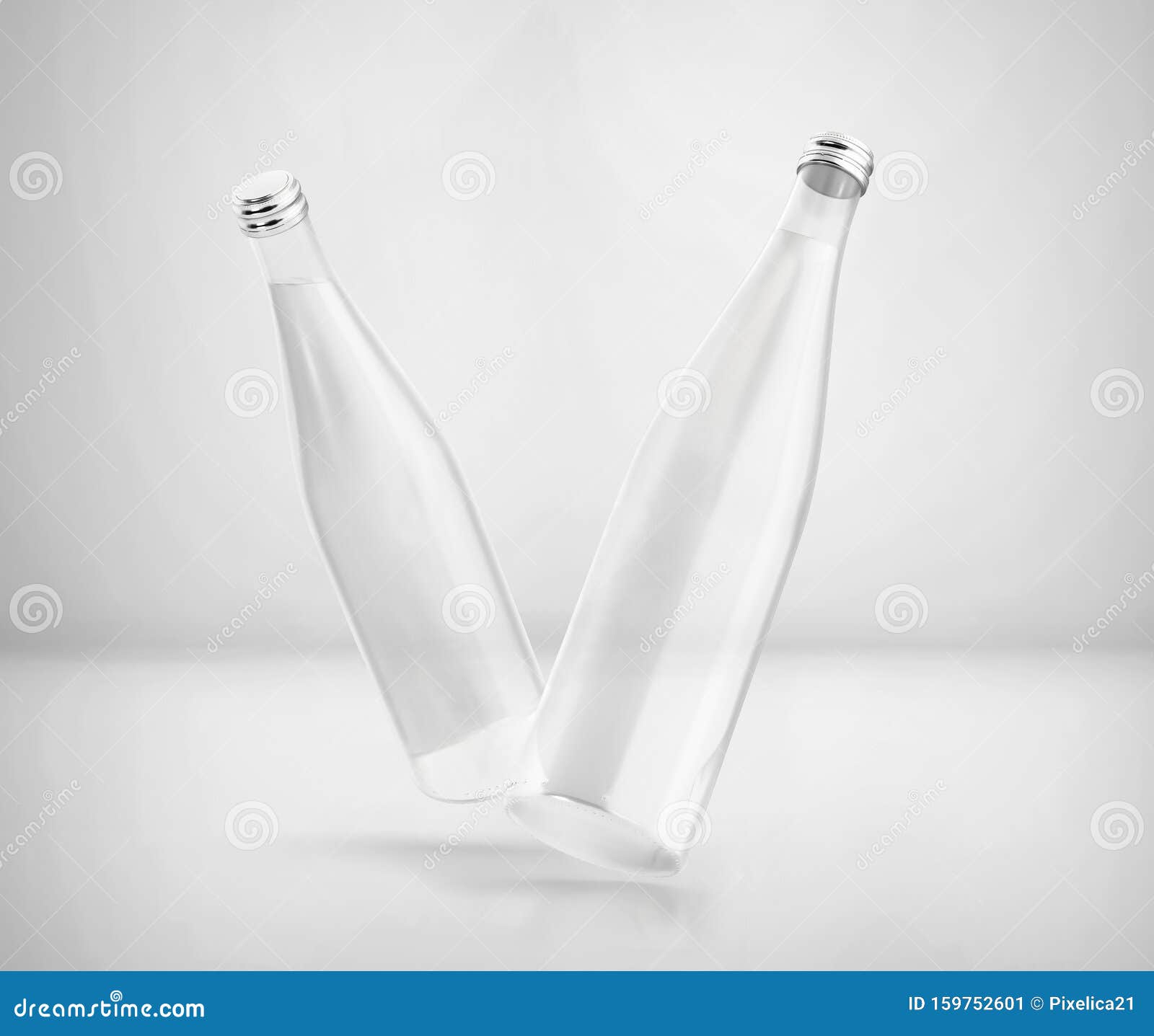 Download Glass Water Bottle Mockup 3d Rendered On Light Gray Background Stock Illustration Illustration Of Mineral Bottle 159752601