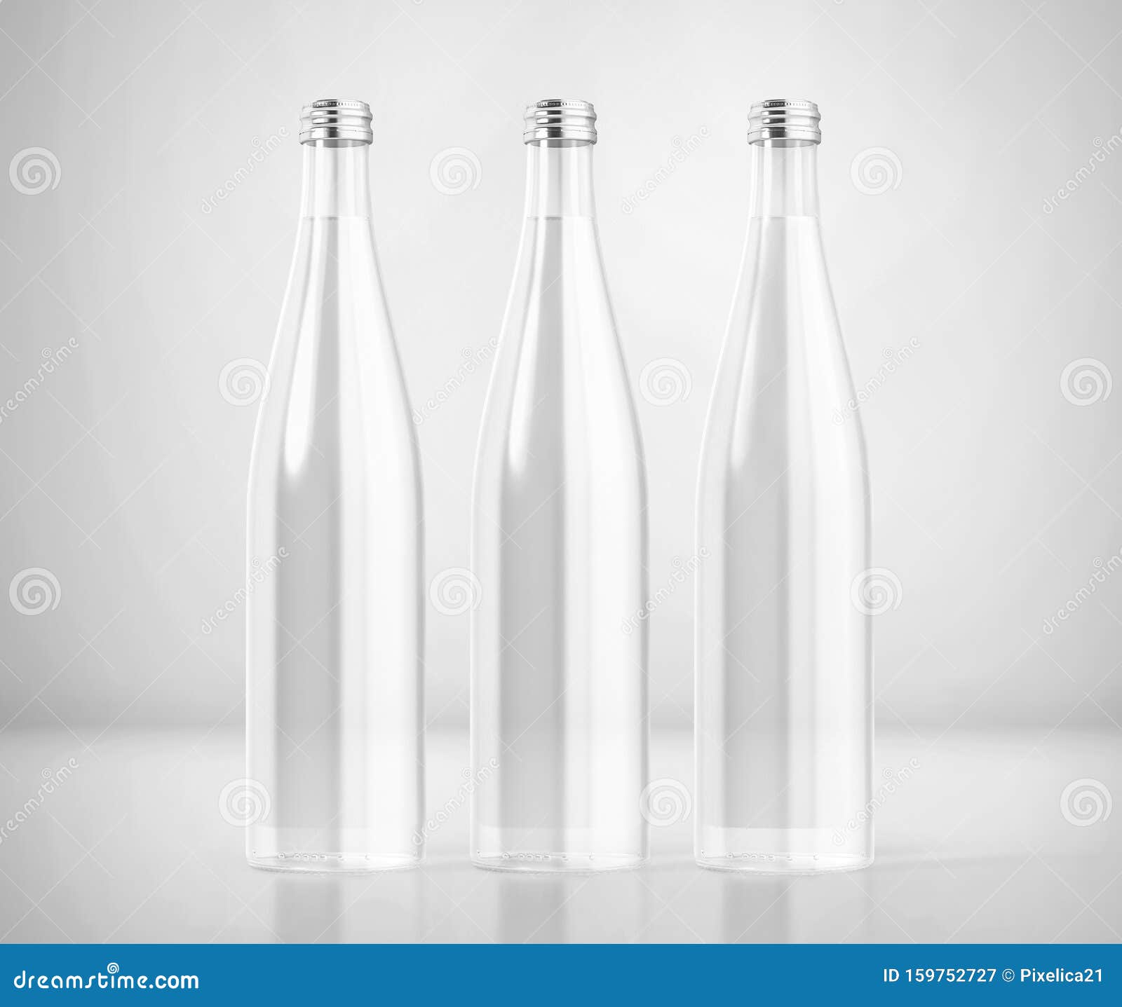 Download Glass Water Bottle Mockup 3d Rendered On Light Gray Background Stock Illustration Illustration Of Design Liquid 159752727