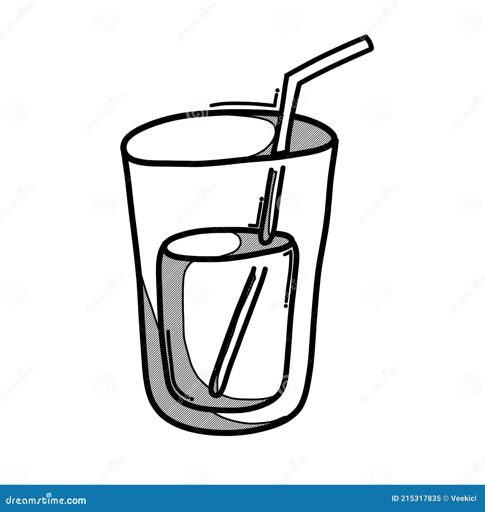 Cup of coffee tea and glass water sketches Vector Image