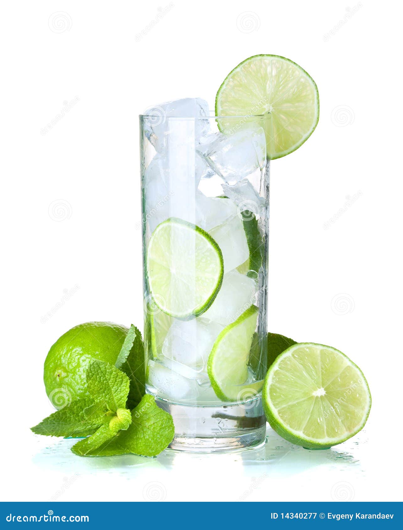 Glass of Water with Lime, Ice and Mint Stock Image Image of fresh
