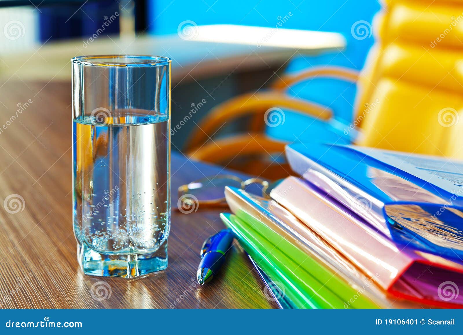 Glass of water in office stock image. Image of concept 19106401