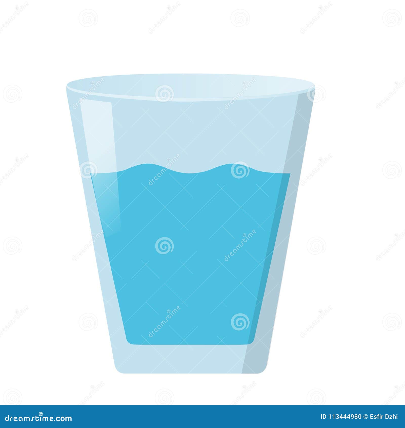 Glass Of Water Vector Flat On White Background Stock Vector