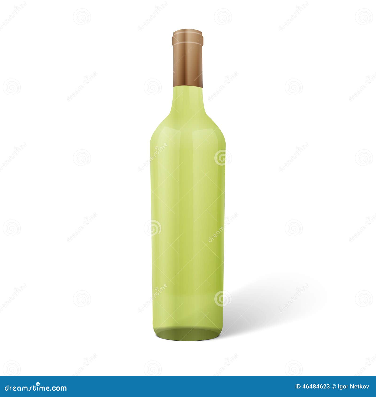 Glass white wine bottle stock vector. Illustration of cork 46484623
