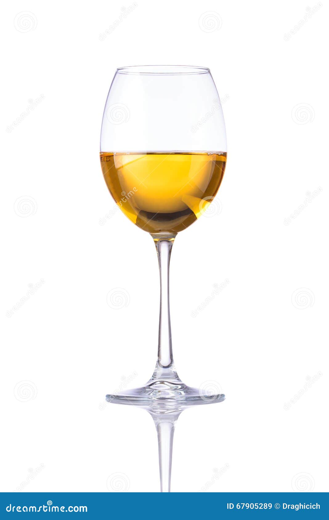 Glass of White Wine Isolated on White Stock Image Image of reflection