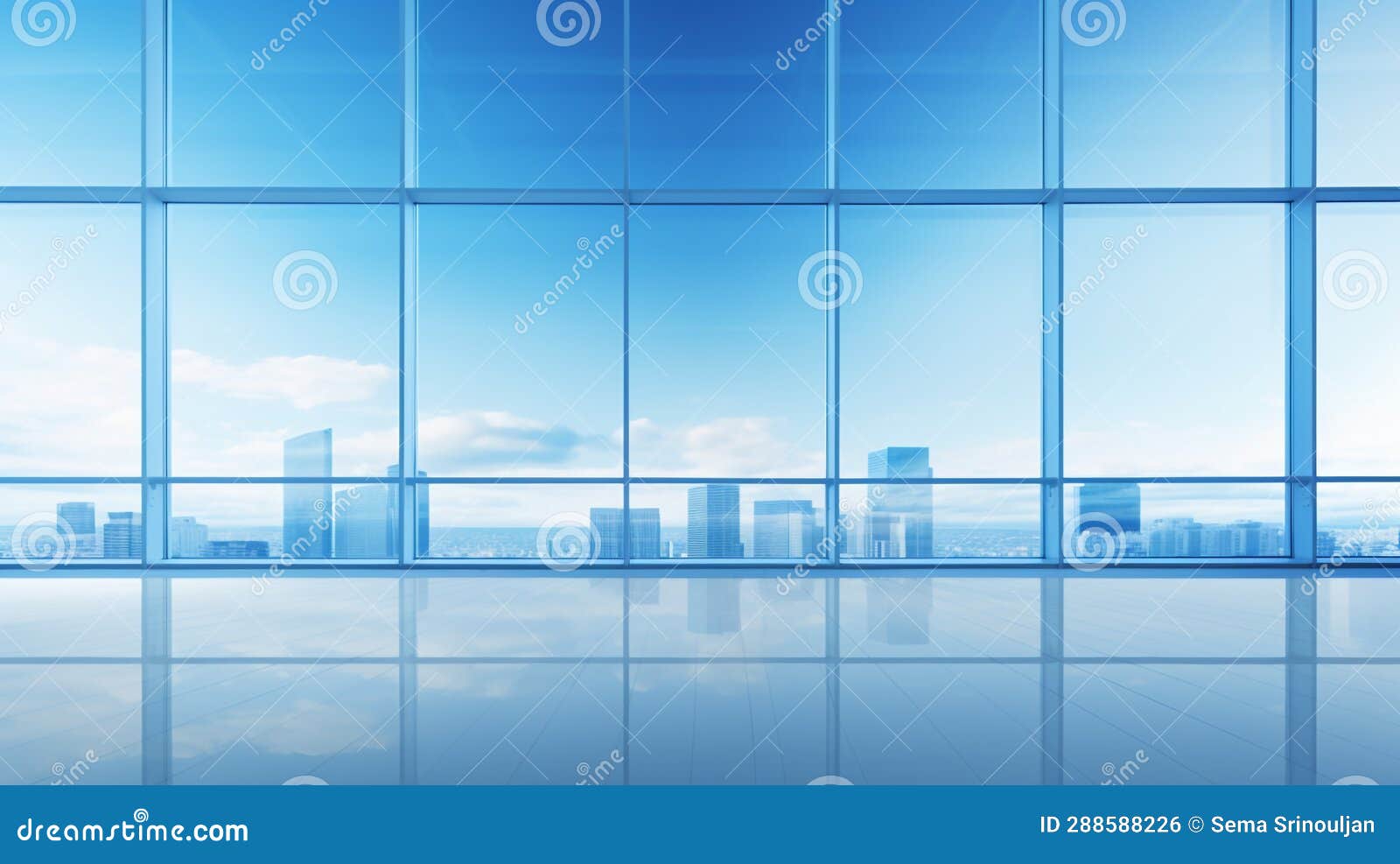 Glass Windows of Office Buildings in Economic Cities. Generative Ai Stock Illustration