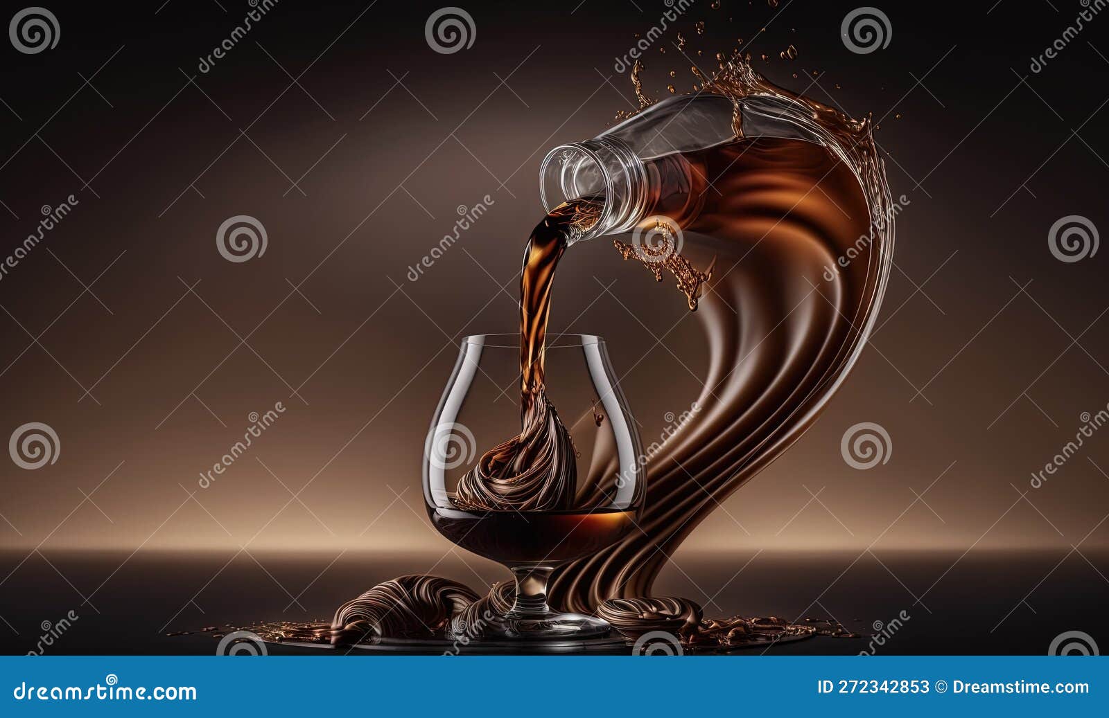 A Glass of Wine Being Poured into a Glass with Liquid Stock Illustration Illustration of