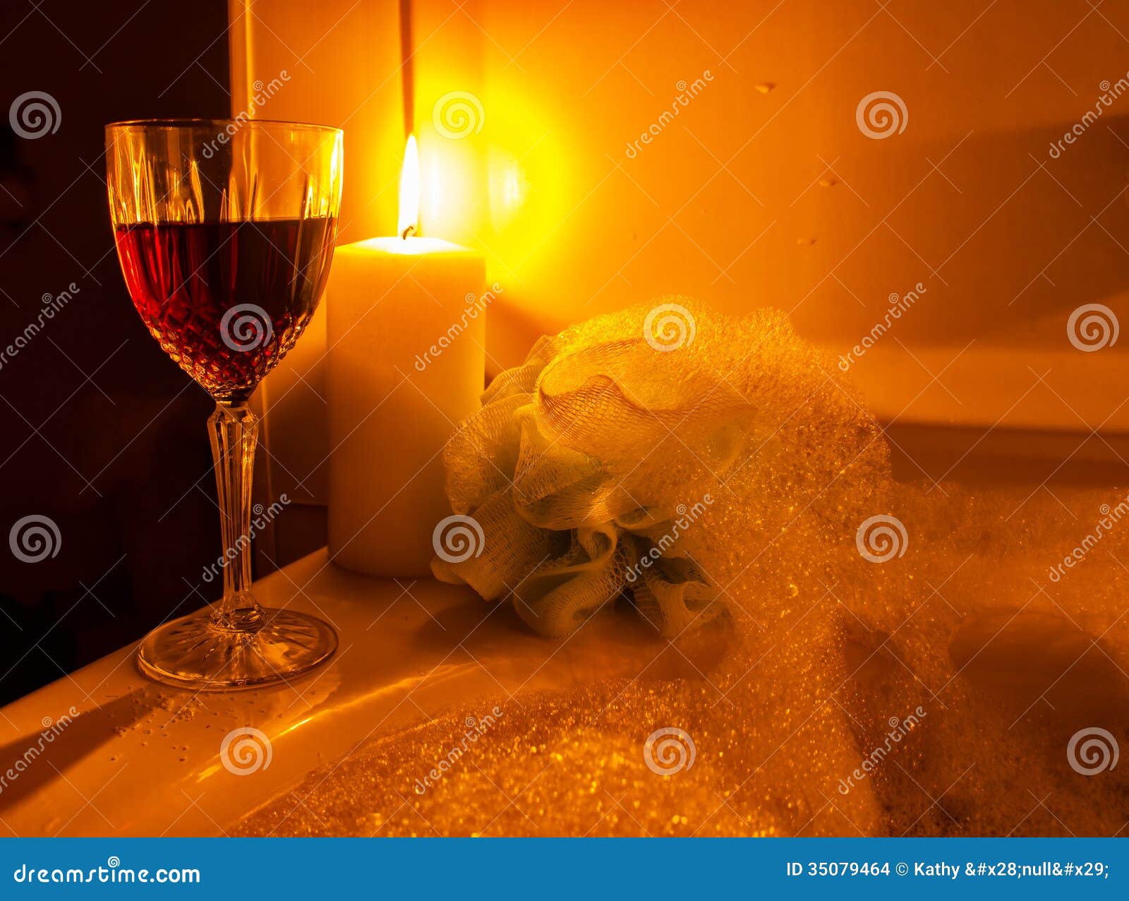 A Glass Of Wine And Bubble Bath Stock Images Image 35079464