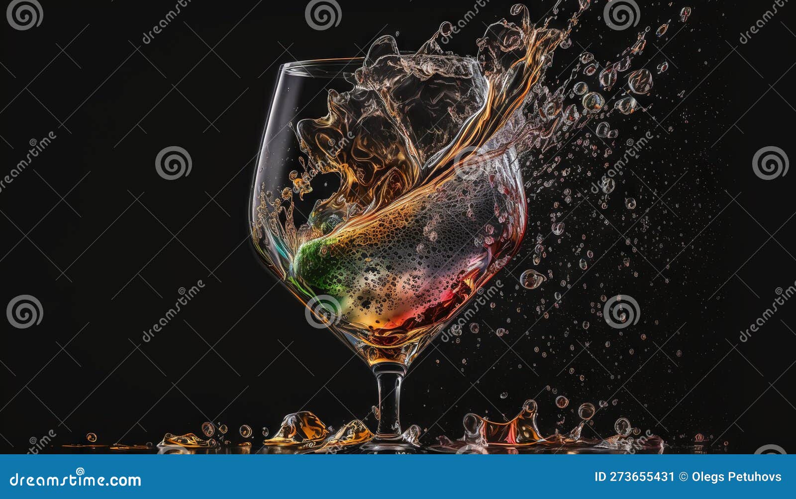 A Glass of Wine with Water Splashing Out of it Stock Illustration