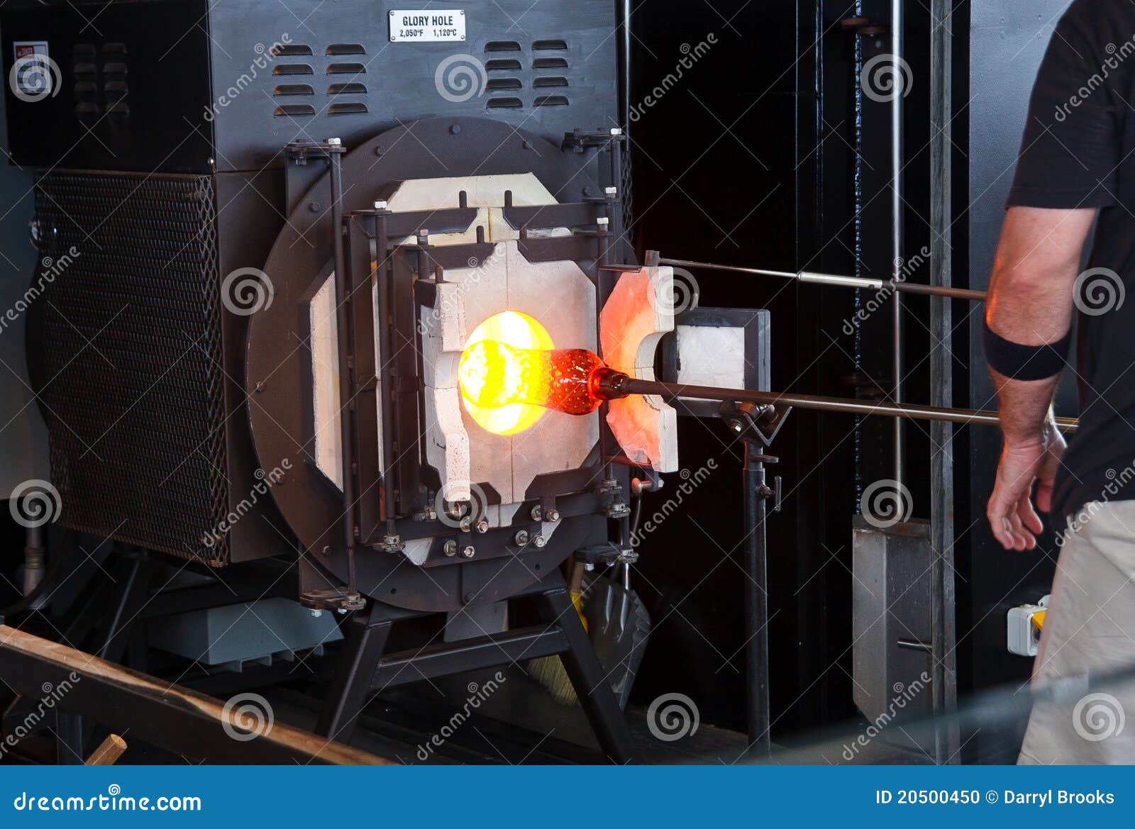 Glassblower Working Vase in Oven Stock Photo Image of glowing, warm