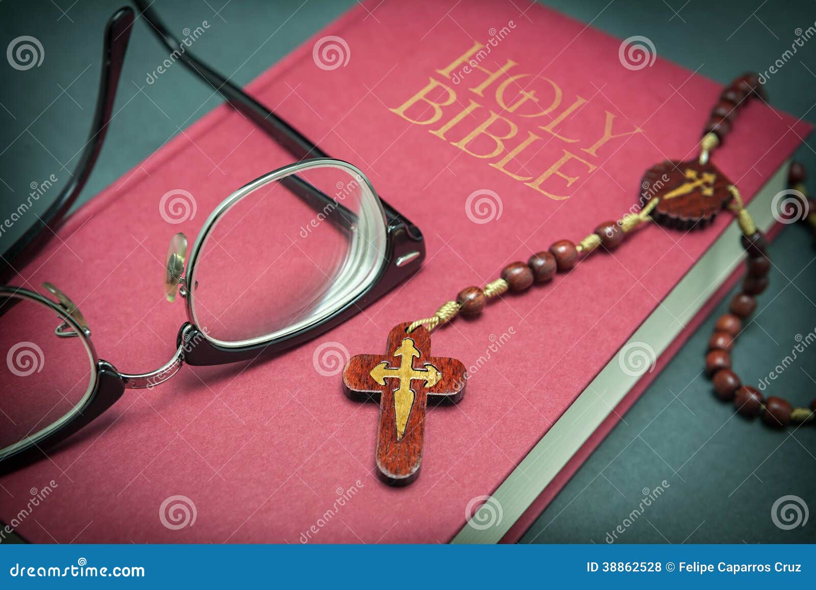 Glasses Adjusted on the Holy Bible Stock Photo Image of believe