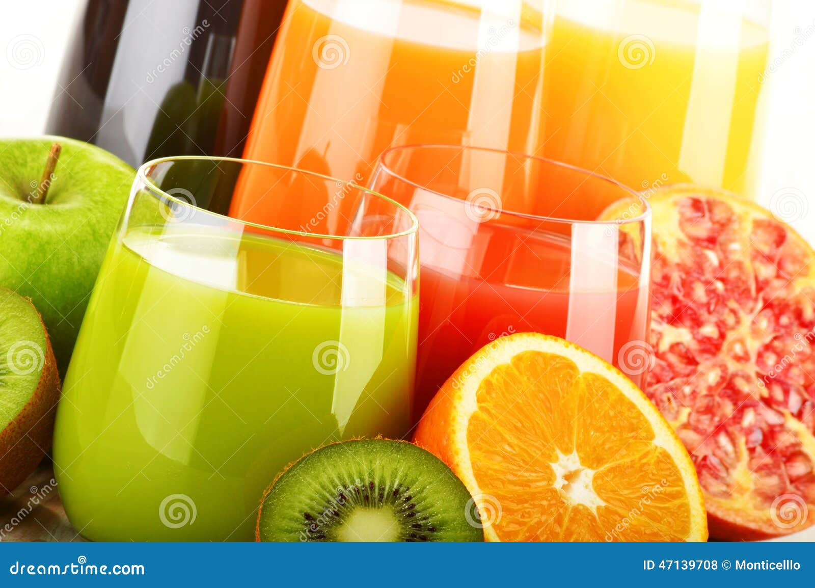 Glasses of Assorted Fruit Juice. Detox Diet Stock Photo Image of