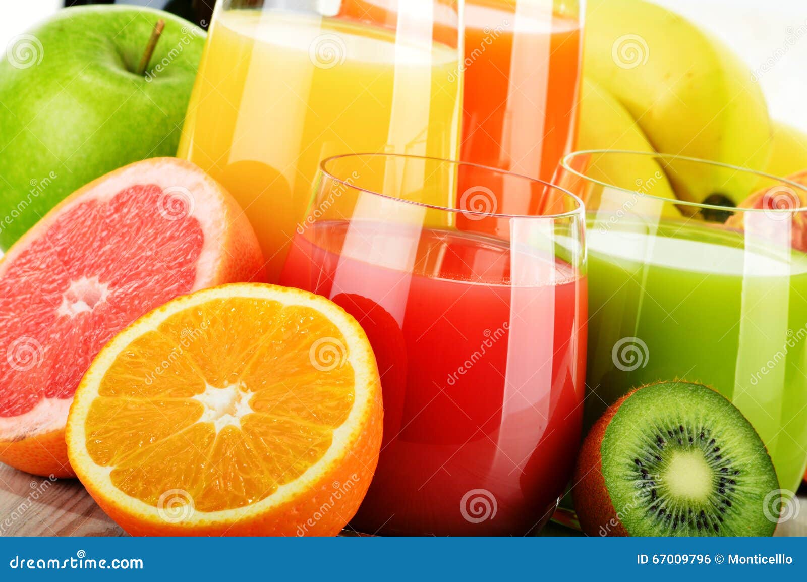Glasses of Assorted Fruit Juice. Detox Diet Stock Photo Image of