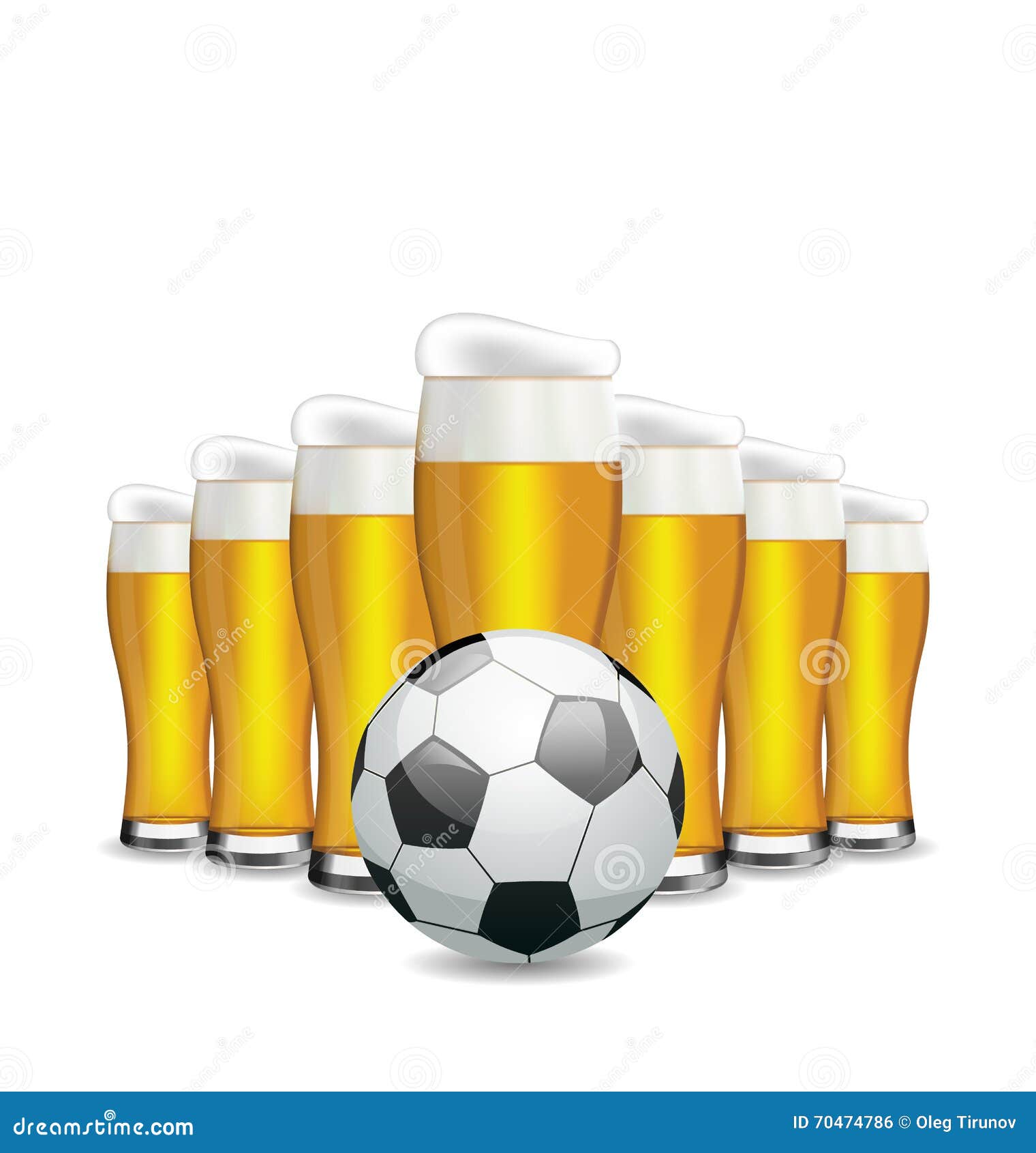 Glasses of Beer and Soccer Ball Stock Vector Illustration of beer, ball 70474786