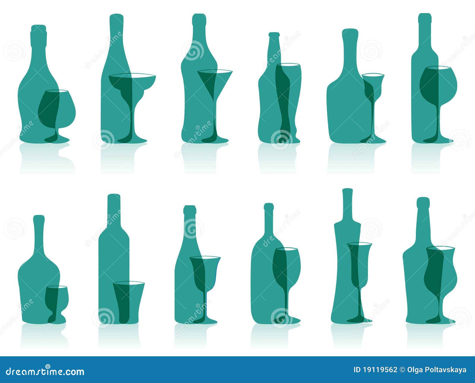 Glasses and bottles. stock vector. Illustration of tableware 19119562