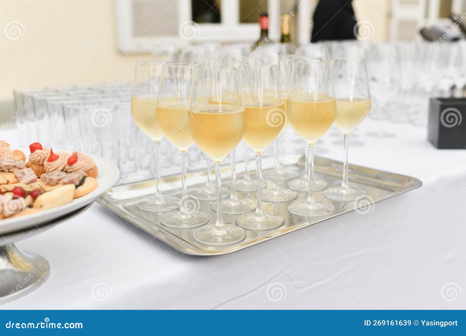 Glasses of Champagne and Bubbles at a Wedding Stock Image Image of