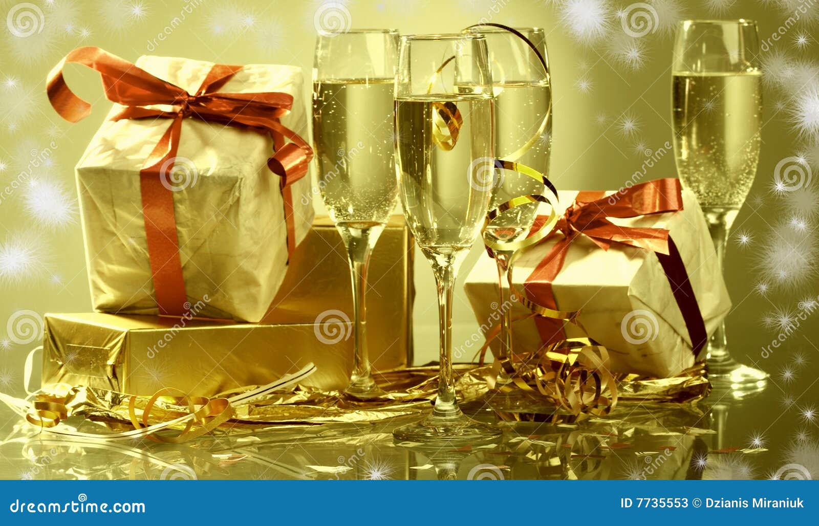 Glasses of Champagne , Gifts Stock Image Image of year, valentine
