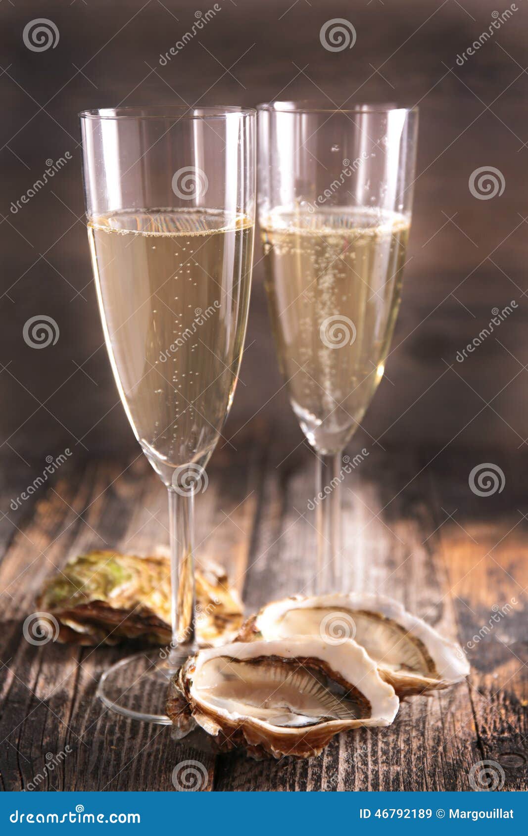 Glasses of Champagne and Oyster Stock Image Image of glass